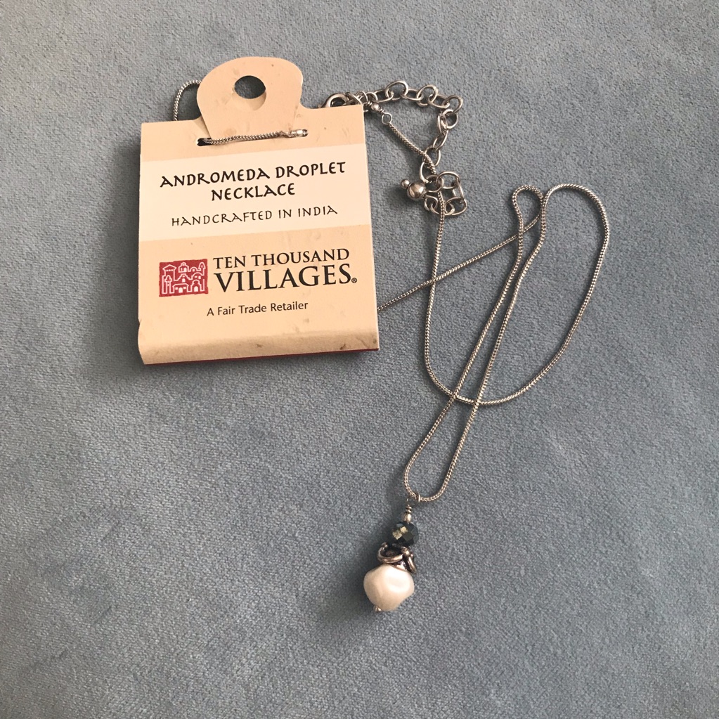 Ten Thousand Villages Silver Andromeda Droplet Necklace